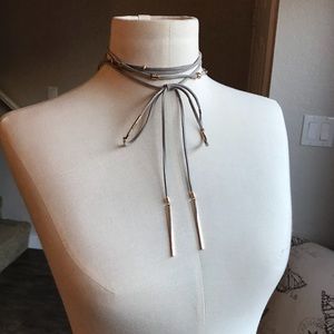 Gray Suede Wrap Choker with gold detailing
